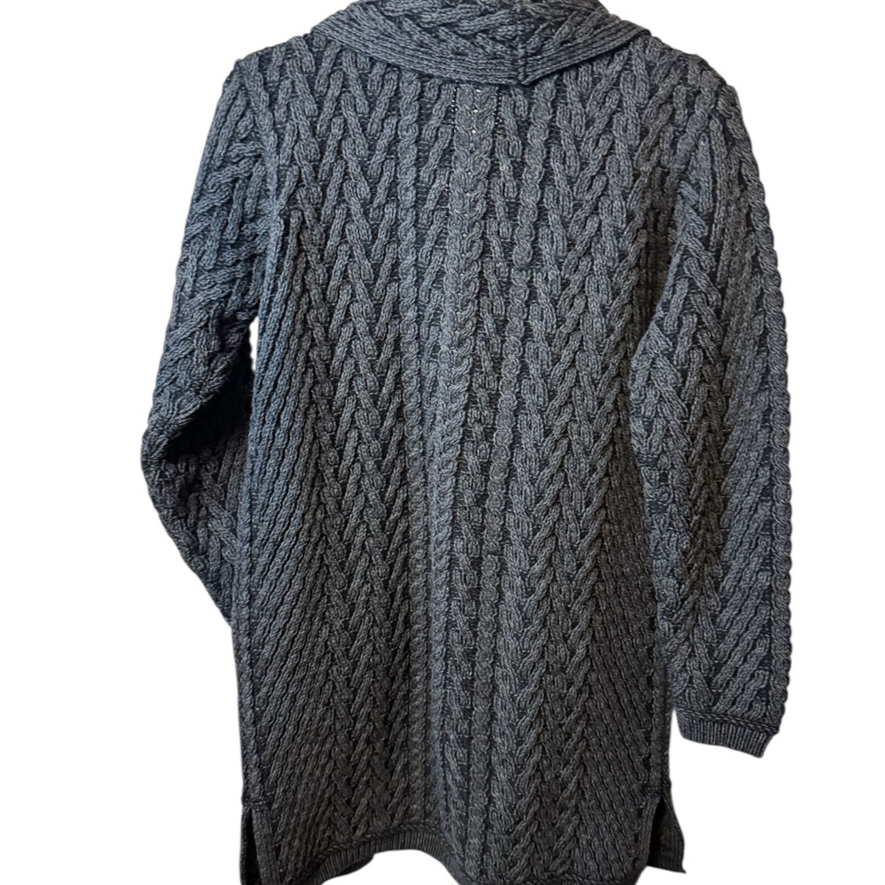 Aran Crafts Merino Wool Open Front Cardigan with Pockets NWOT Medium - Picture 4 of 5